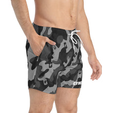 Cargar imagen en el visor de la galería, Camo Swim Trunks (Smoke)