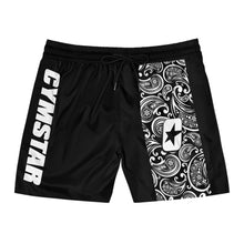Cargar imagen en el visor de la galería, CYMSTAR Paisley Swim Trunks (B&amp;W)
