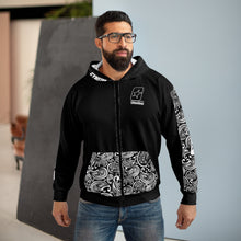 Carica l'immagine nel visualizzatore di Gallery, CYMSTAR Paisley Black Zip Hoodie (B&amp;W)
